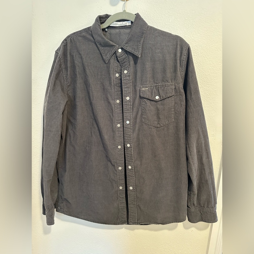 Men's Gray Button-Up Shirt- Criquet